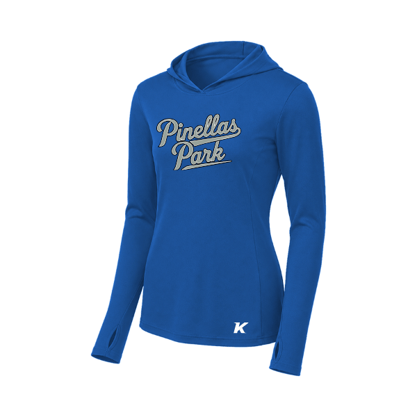 Baseball Majors–Taulbee Women's PosiCharge Competitor Hooded Pullover – True Royal – front mockup