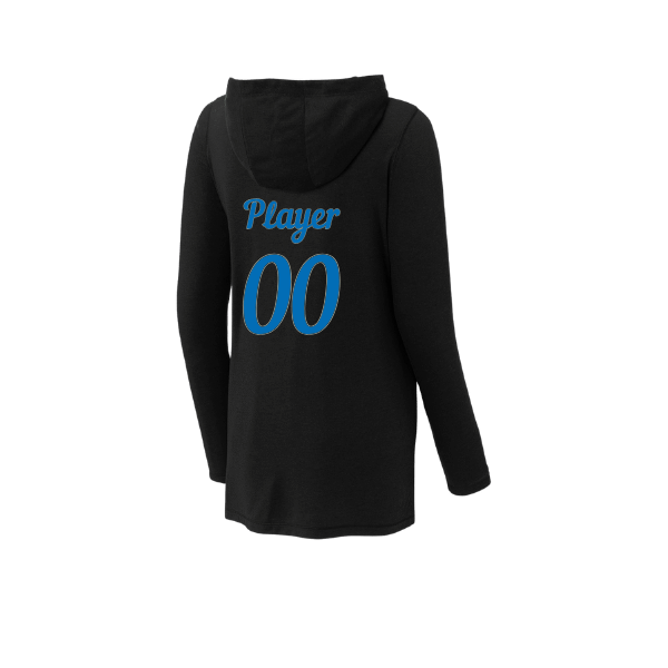 Baseball Majors–Taulbee Women's PosiCharge Tri-Blend Wicking Long-Sleeve Hoodie – Black – back mockup