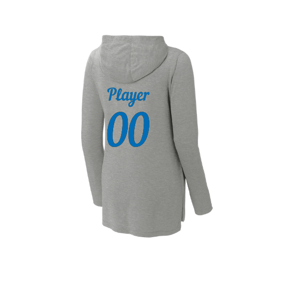Baseball Majors–Taulbee Women's PosiCharge Tri-Blend Wicking Long-Sleeve Hoodie – Light Gray Heather – back mockup