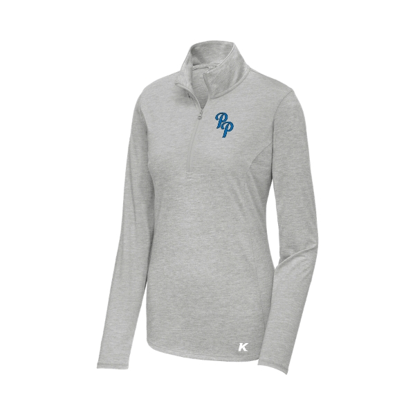 Baseball Majors–Taulbee Women's PosiCharge Tri-Blend Wicking 1/4-Zip Pullover – Light Gray Heather – front mockup