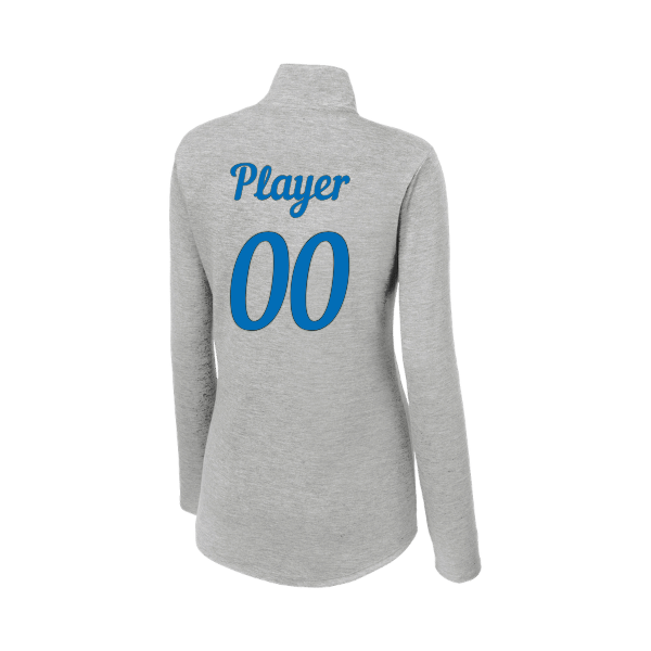 Baseball Majors–Taulbee Women's PosiCharge Tri-Blend Wicking 1/4-Zip Pullover – Light Gray Heather – back mockup