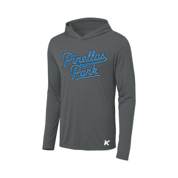 Baseball Majors–Taulbee Posi-UV Pro Long-Sleeve Hoodie – Dark Smoke Gray – front mockup