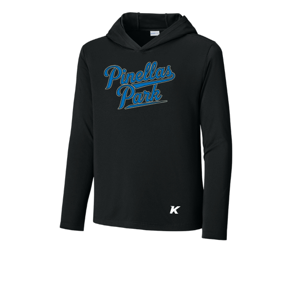 Baseball Majors–Taulbee Youth Posi-UV Pro Long-Sleeve Hoodie – Black – front mockup