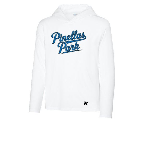 Baseball Majors–Taulbee Youth Posi-UV Pro Long-Sleeve Hoodie – White – front mockup