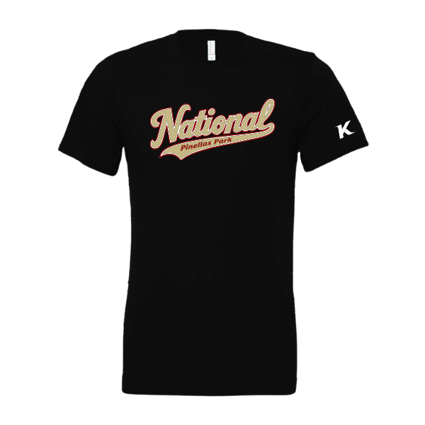 Baseball Seniors–Andrix Unisex Jersey Short-Sleeve Tee – National Script – Black – front mockup