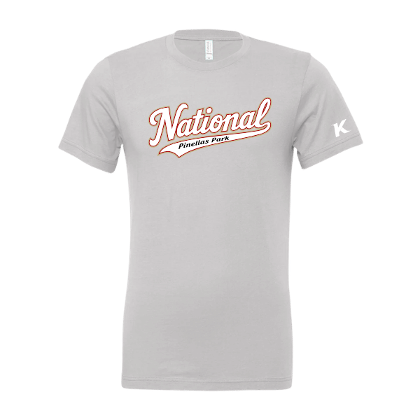 Baseball Seniors–Andrix Unisex Jersey Short-Sleeve Tee – National Script – Solid Athletic Gray – front mockup