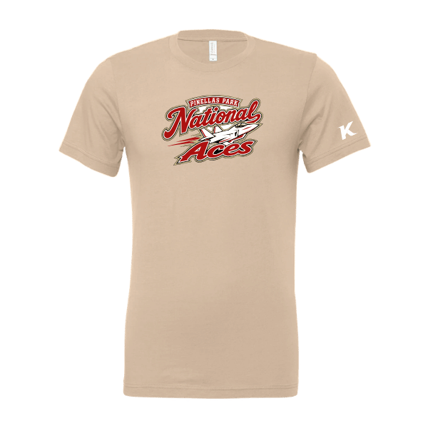 Baseball Seniors–Andrix Unisex Jersey Short-Sleeve Tee – National Aces – Tan – front mockup