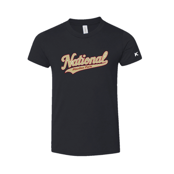 Baseball Seniors–Andrix Toddler Jersey Short-Sleeve Tee – National Script – Solid Black Blend – front mockup