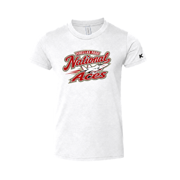 Baseball Seniors–Andrix Youth Jersey Short-Sleeve Tee – National Aces – White – front mockup