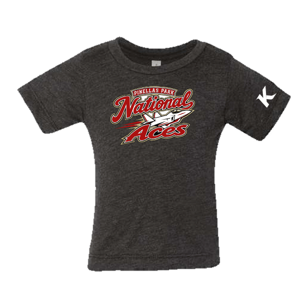 Baseball Seniors–Andrix Infant Triblend Short-Sleeve Tee – National Aces – Charcoal Black Triblend – front mockup