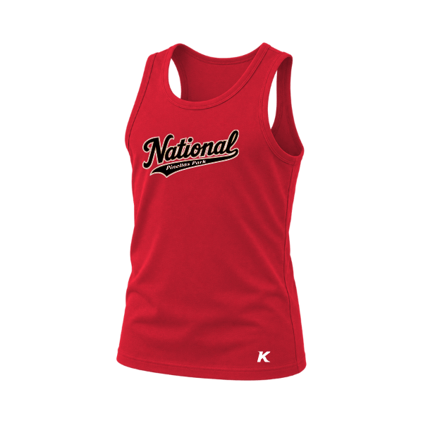 Baseball Seniors–Andrix Youth Jersey Tank – National Script – Red – front mockup