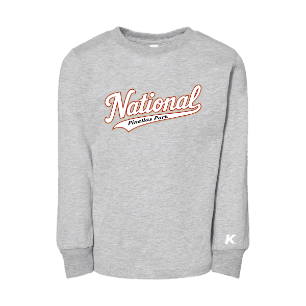 Baseball Seniors–Andrix Toddler Jersey Long-Sleeve Tee – National Script – Athletic Heather – front mockup