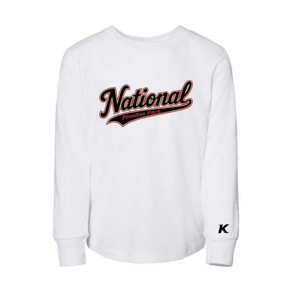 Baseball Seniors–Andrix Toddler Jersey Long-Sleeve Tee – National Script – White – front mockup