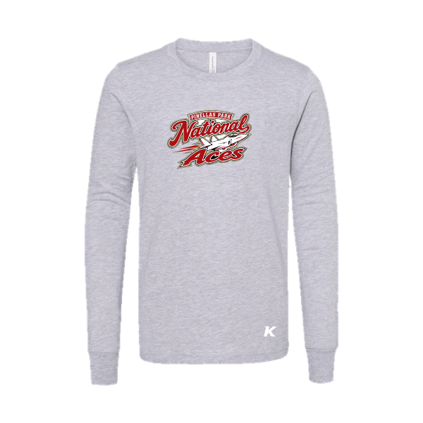 Baseball Seniors–Andrix Youth Jersey Long-Sleeve Tee – National Aces – Athletic Heather – front mockup