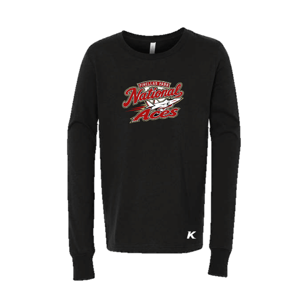 Baseball Seniors–Andrix Youth Jersey Long-Sleeve Tee – National Aces – Black – front mockup