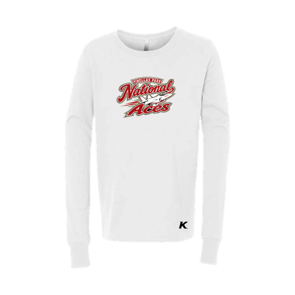 Baseball Seniors–Andrix Youth Jersey Long-Sleeve Tee – National Aces – White – front mockup