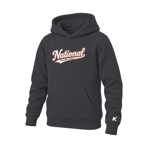 Baseball Seniors–Andrix Youth Sponge Fleece Pullover Hoodie – National Script – Dark Gray Heather – front mockup