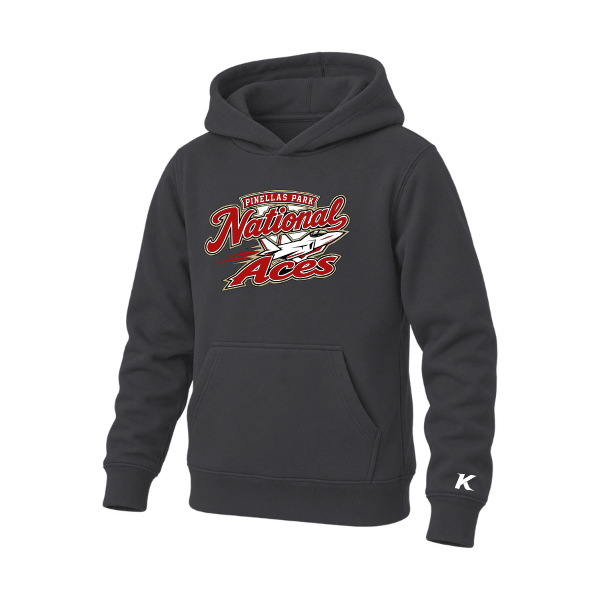Baseball Seniors–Andrix Youth Sponge Fleece Pullover Hoodie – National Aces – Dark Gray Heather – front mockup