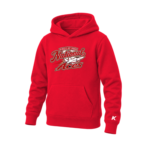 Baseball Seniors–Andrix Youth Sponge Fleece Pullover Hoodie – National Aces – Red – front mockup