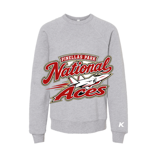 Baseball Seniors–Andrix Youth Sponge Fleece Crewneck Sweatshirt – National Aces – Athletic Heather – front mockup