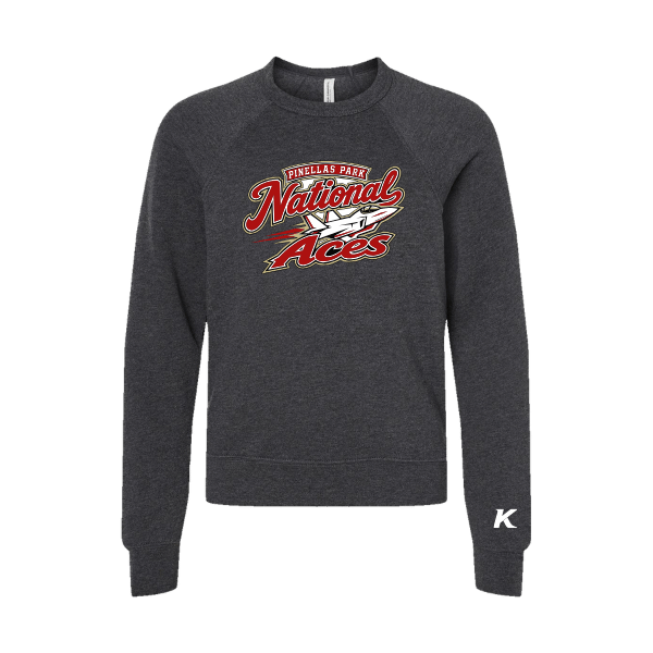 Baseball Seniors–Andrix Youth Sponge Fleece Crewneck Sweatshirt – National Aces – Dark Gray Heather – front mockup