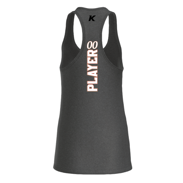 Baseball Seniors–Andrix Women's Jersey Racerback Tank – National Script – Dark Gray Heather – back mockup