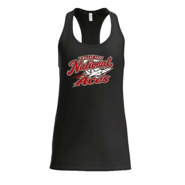 Baseball Seniors–Andrix Women's Jersey Racerback Tank – National Aces – Black – front mockup