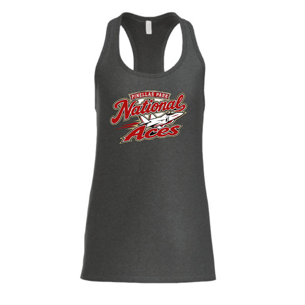 Baseball Seniors–Andrix Women's Jersey Racerback Tank – National Aces – Dark Gray Heather – front mockup