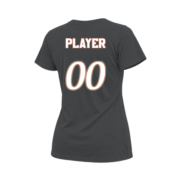 Baseball Seniors–Andrix Women's Relaxed Jersey Tee – National Script – Dark Gray – back mockup
