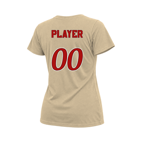 Baseball Seniors–Andrix Women's Relaxed Jersey Tee – National Script – Sand Dune – back mockup