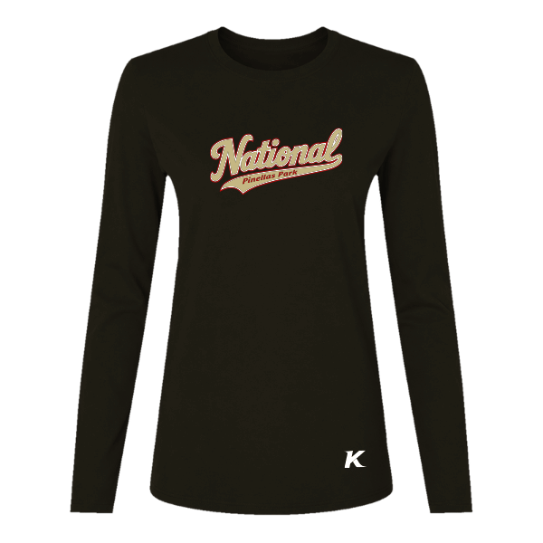Baseball Seniors–Andrix Women's Jersey Long-Sleeve Tee – National Script – Black – front mockup