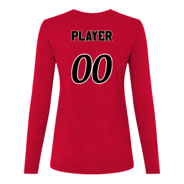 Baseball Seniors–Andrix Women's Jersey Long-Sleeve Tee – National Script – Red – back mockup