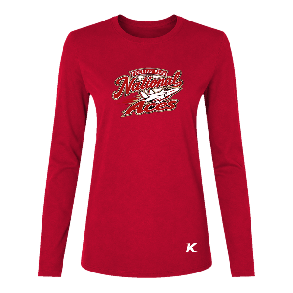 Baseball Seniors–Andrix Women's Jersey Long-Sleeve Tee – National Aces – Red – front mockup