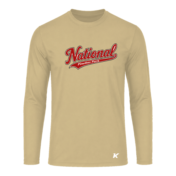 Baseball Seniors–Andrix Vision Performance Long-Sleeve Tee – National Script – Vegas Gold – front mockup