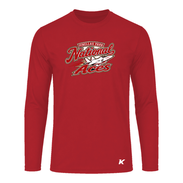 Baseball Seniors–Andrix Vision Performance Long-Sleeve Tee – National Aces – Scarlet – front mockup