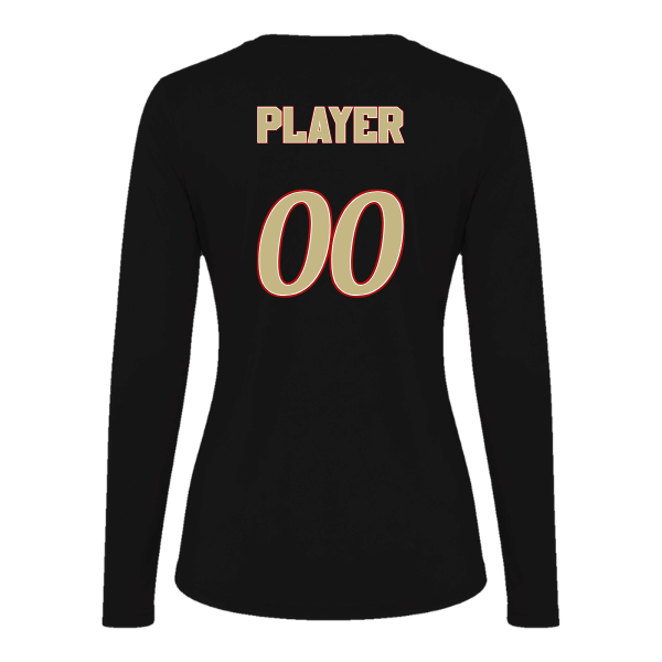 Baseball Seniors–Andrix Vision Women's Performance Long-Sleeve Tee – National Script – Black – back mockup