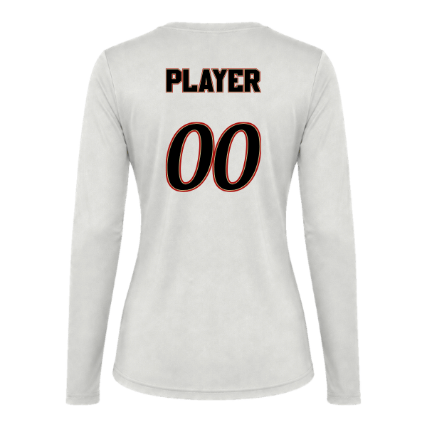 Baseball Seniors–Andrix Vision Women's Performance Long-Sleeve Tee – National Aces – White – back mockup