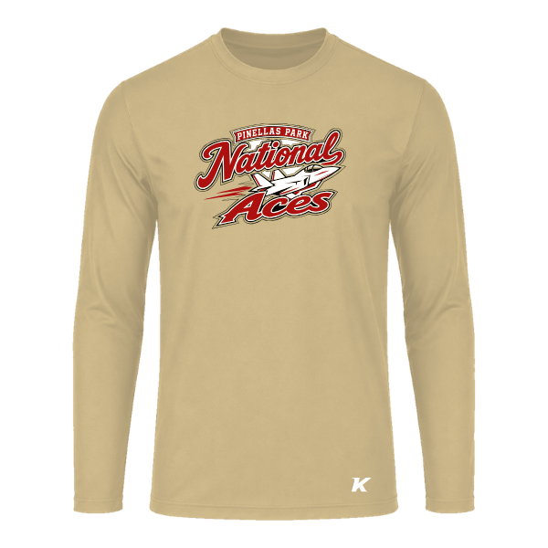 Baseball Seniors–Andrix Youth Vision Performance Long-Sleeve Tee – National Aces – Vegas Gold – front mockup