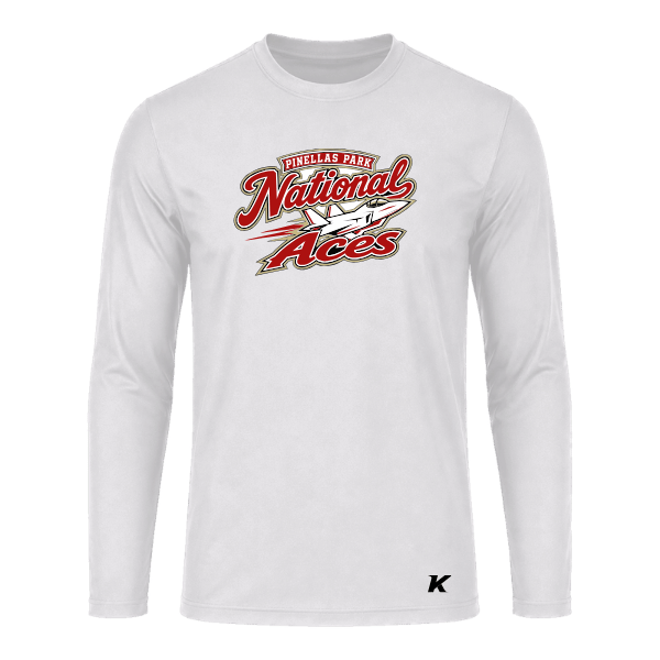 Baseball Seniors–Andrix Youth Vision Performance Long-Sleeve Tee – National Aces – White – front mockup