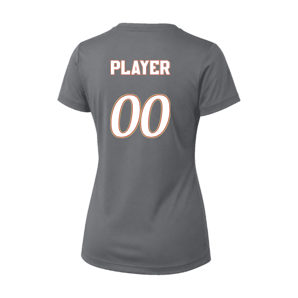 Baseball Seniors–Andrix Vision Women's Performance Short-Sleeve Tee – National Script – Charcoal – back mockup