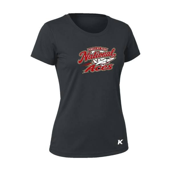 Baseball Seniors–Andrix Vision Women's Performance Short-Sleeve Tee – National Aces – Black – front mockup