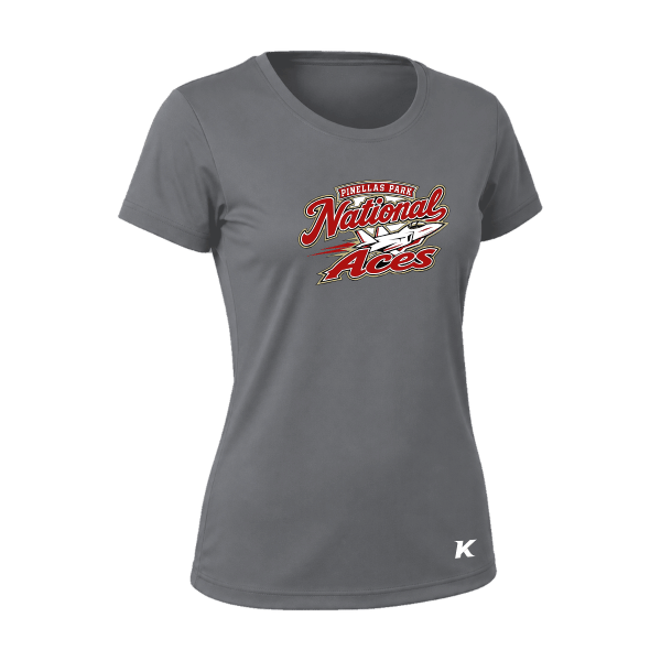 Baseball Seniors–Andrix Vision Women's Performance Short-Sleeve Tee – National Aces – Charcoal – front mockup