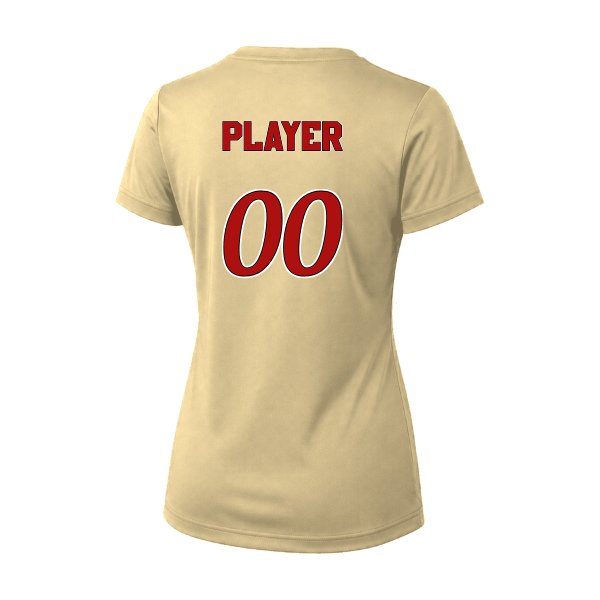 Baseball Seniors–Andrix Vision Women's Performance Short-Sleeve Tee – National Aces – Vegas Gold – back mockup