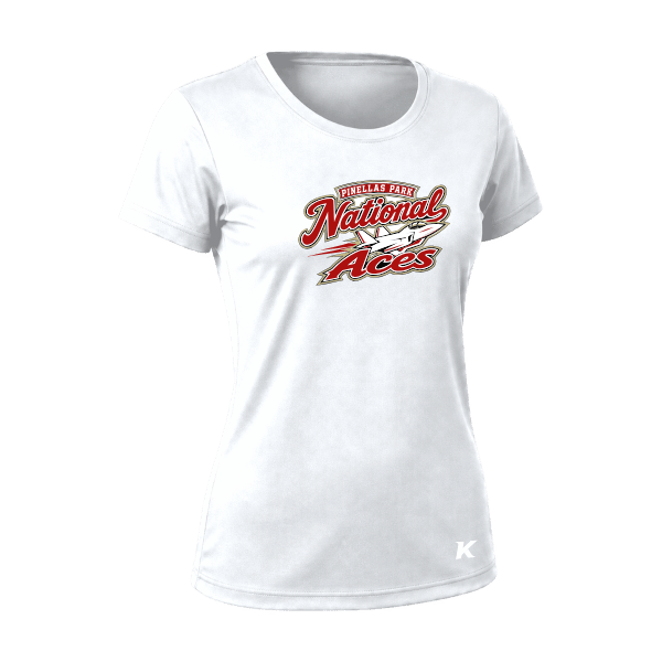 Baseball Seniors–Andrix Vision Women's Performance Short-Sleeve Tee – National Aces – White – front mockup