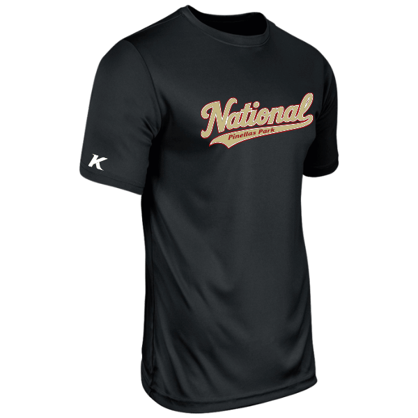 Baseball Seniors–Andrix Youth Vision Performance Short-Sleeve Tee – National Script – Black – front mockup