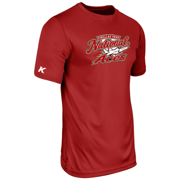 Baseball Seniors–Andrix Youth Vision Performance Short-Sleeve Tee – National Aces – Scarlet – front mockup