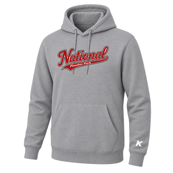 Baseball Seniors–Andrix Unisex Premium Pullover Hooded Sweatshirt – National Script – Heather Gray – front mockup