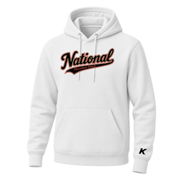 Baseball Seniors–Andrix Unisex Premium Pullover Hooded Sweatshirt – National Script – White – front mockup