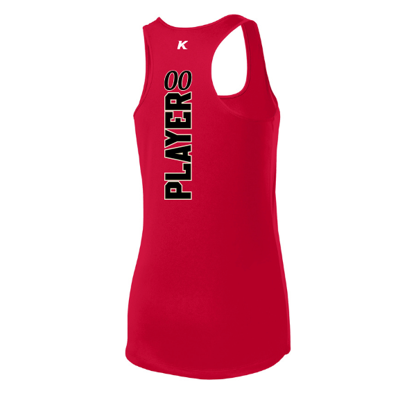 Baseball Seniors–Andrix Women's PosiCharge Competitor Racerback Tank – National Script – True Red – back mockup