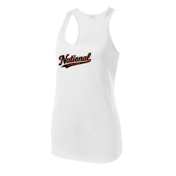 Baseball Seniors–Andrix Women's PosiCharge Competitor Racerback Tank – National Script – White – front mockup